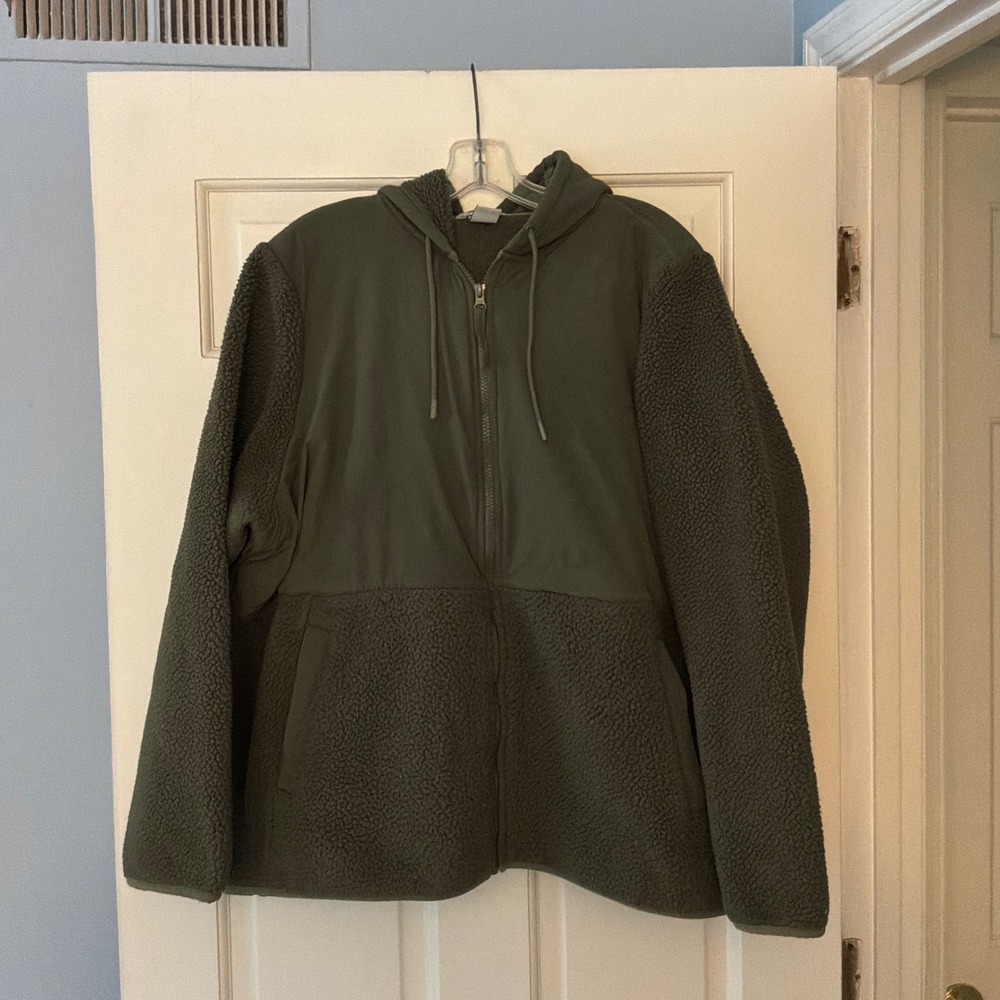 Duluth Trading Co Softmore Fleece Full Zip Hooded Jacket Green XXL 2XL Warm Coat